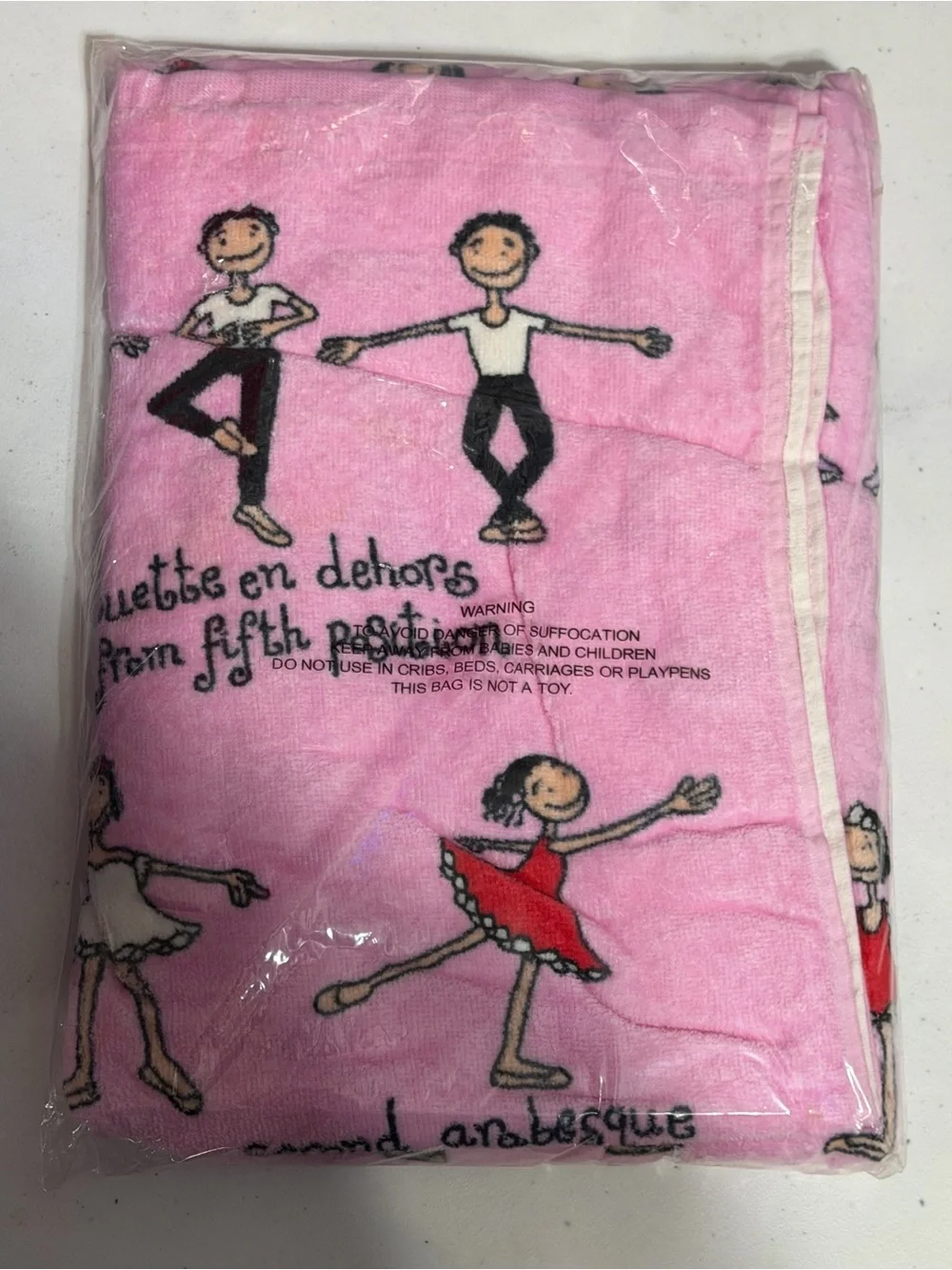 Tyrrell Katz Pink Ballet Print Kids Towel